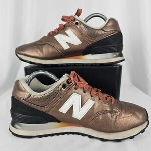 New Balance 574 Metallic Bronze and Black Shoes